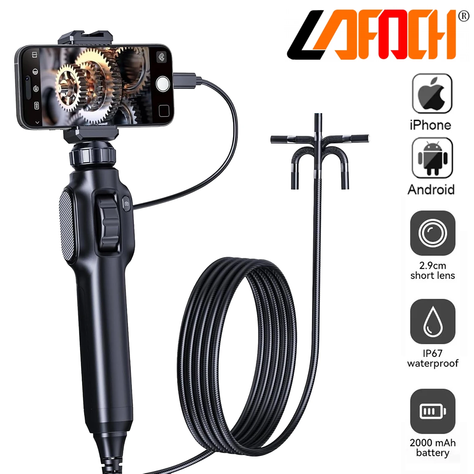 

Borescope Camera with Lights,1080P Two-Way Endoscope Camera with 0.3inch Lens,Industrial Automotive Inspection Camera Compatible