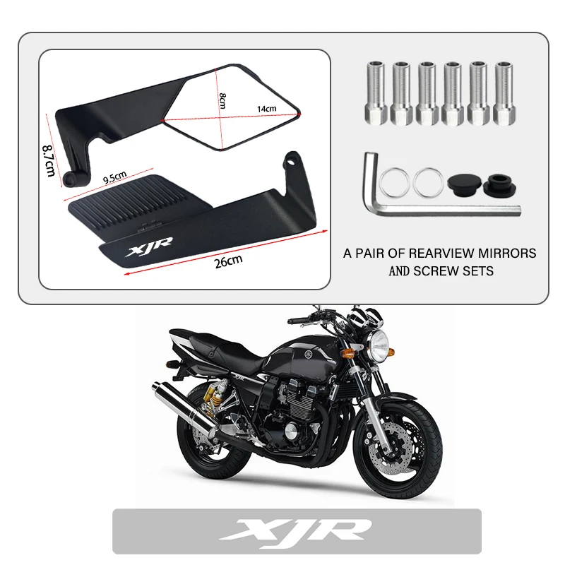 Aerodynamic Design Motorcycle Fixed Wind Wing Rearview Mirror For YAMAHA XJR1300 XJR1200 XJ6N XJR300 XJR 1300 1200 Upgrade