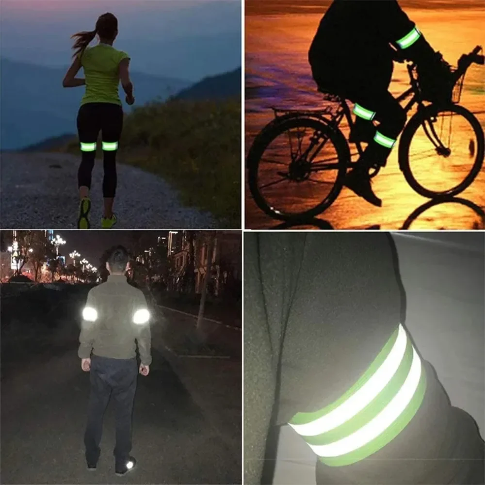 2PCS Reflective Bands Elasticated Armband Wristband Ankle Leg Strap Safety Reflector Tape Strap for Night Jogging Walking Biking