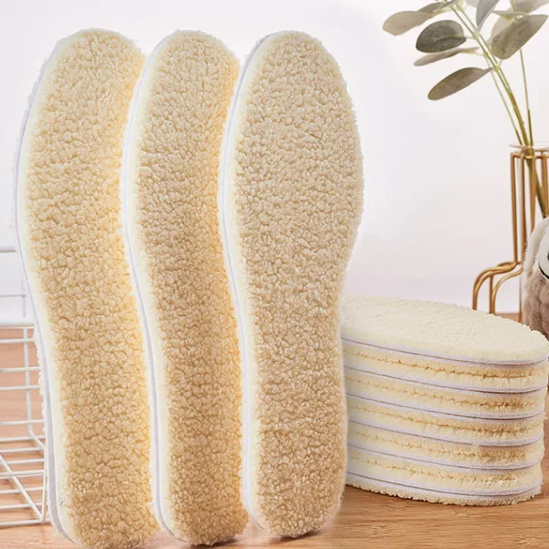 Unisex Winter Alpaca Wool Insoles Self Heated Thermal Shoe Pads Sports Running Warm Plush Thickening Boots Inserts Paddings