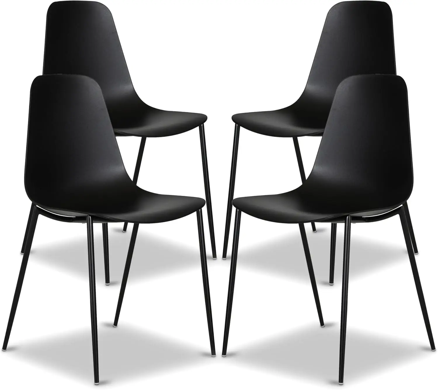 

Modern Kitchen Chairs Set of 4 - Plastic Dining Chair with Metal Legs - Quick Assembly Simple Cafe Chairs Plastic for Indoor or