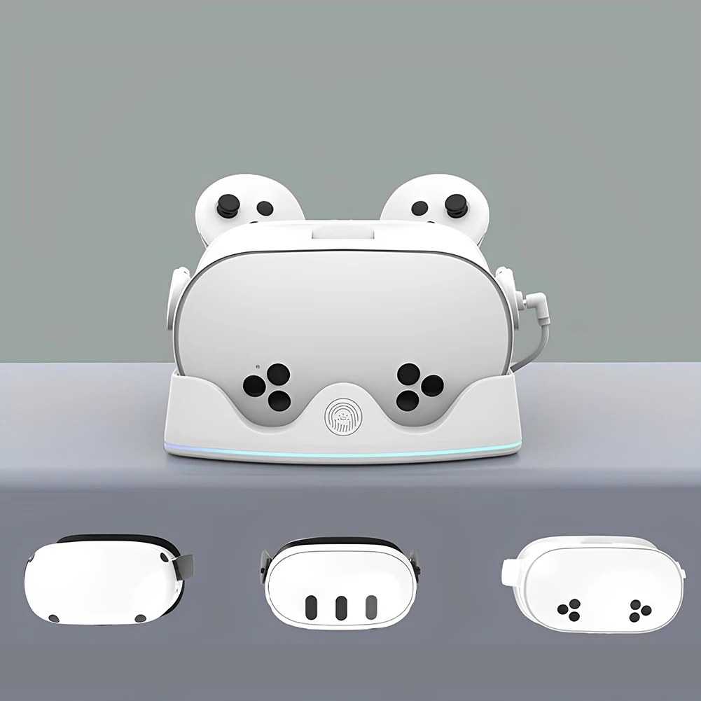 قاعدة شحن لـ Meta Quest 3S VR Headest محطة شحن سريعة مع حامل شحن ضوء RGB لـ Meta Quest 3S/Quest 3/Quest 2
