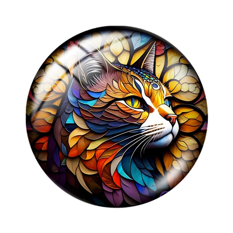 Love Cats Pet New Cat painting style 10pcs 12mm/18mm/20mm/25mm mixed Round photo glass cabochon demo flat back Making risultati