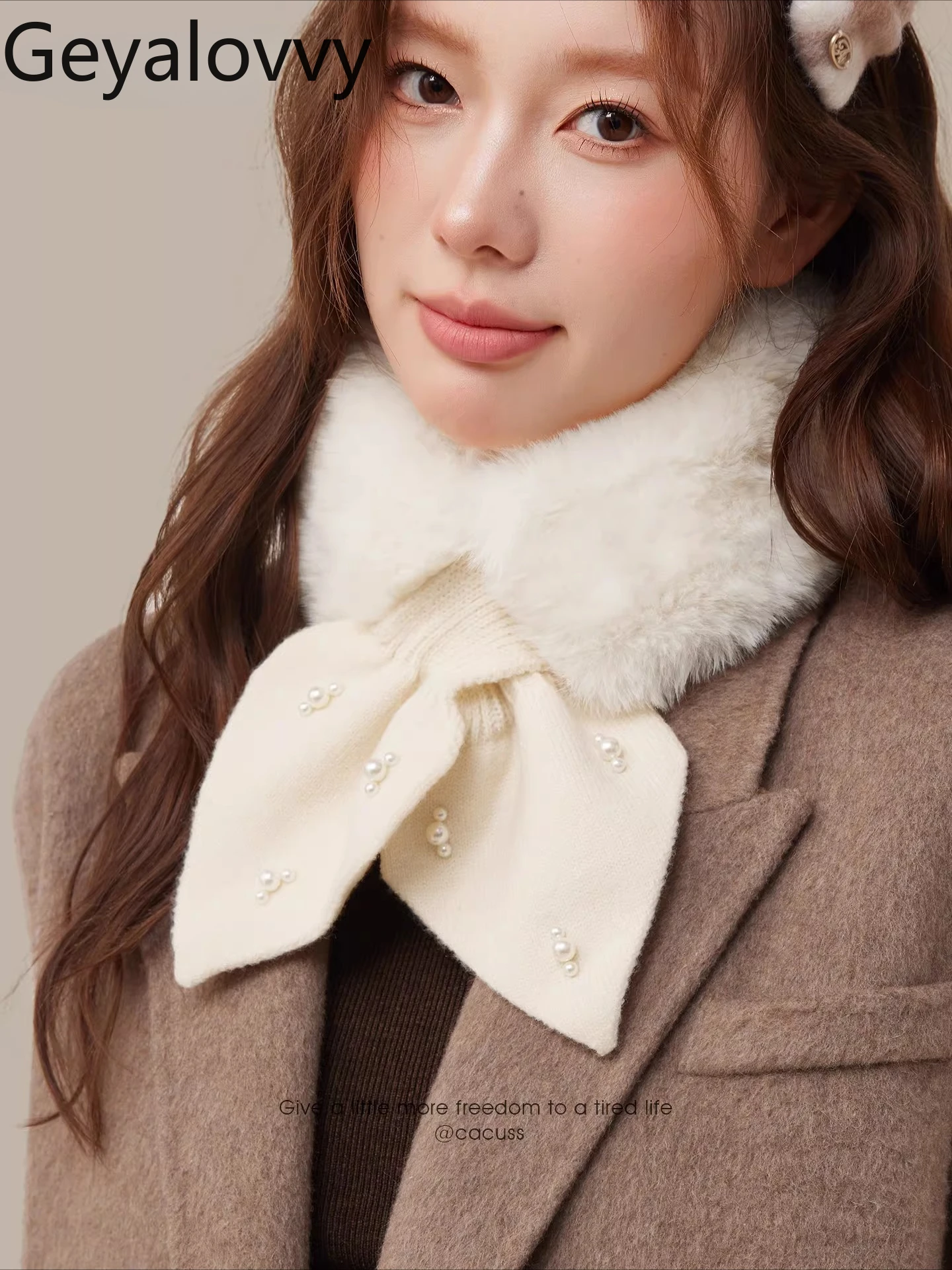 

Fur Collar Scarf Sweet Girl Autumn Winter New Fashion Plush Short Scarves Crossed Cold-Proof Neck Warmer Neck Cover