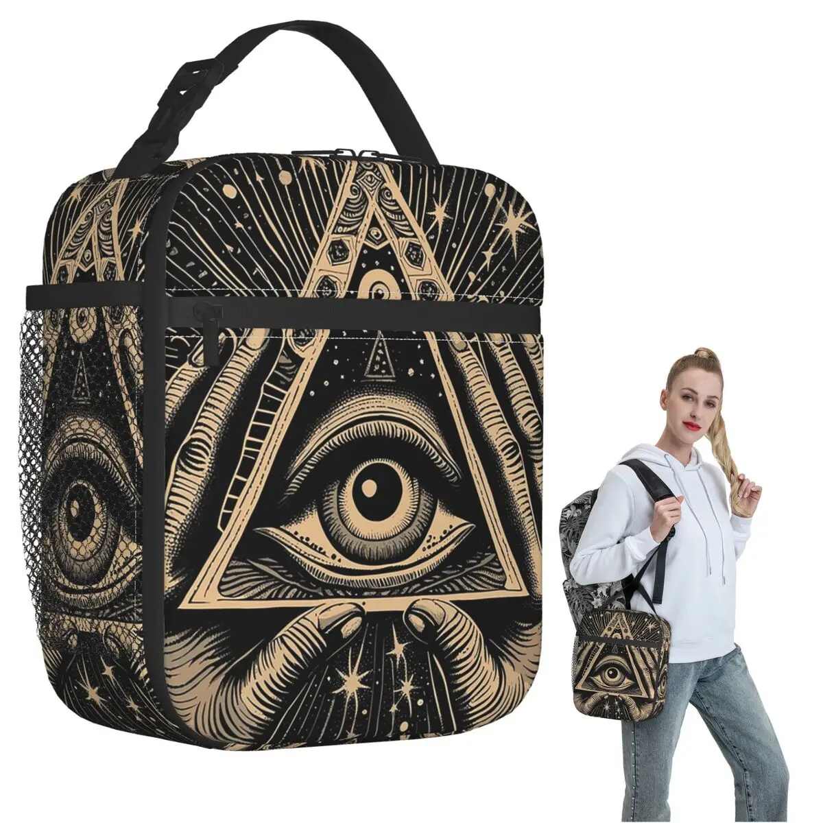 

Illuminati All Seeing Eye Изолированная сумка для обеда для женщин и детей Портативные коробки для еды Термальный ланч-бокс Tote