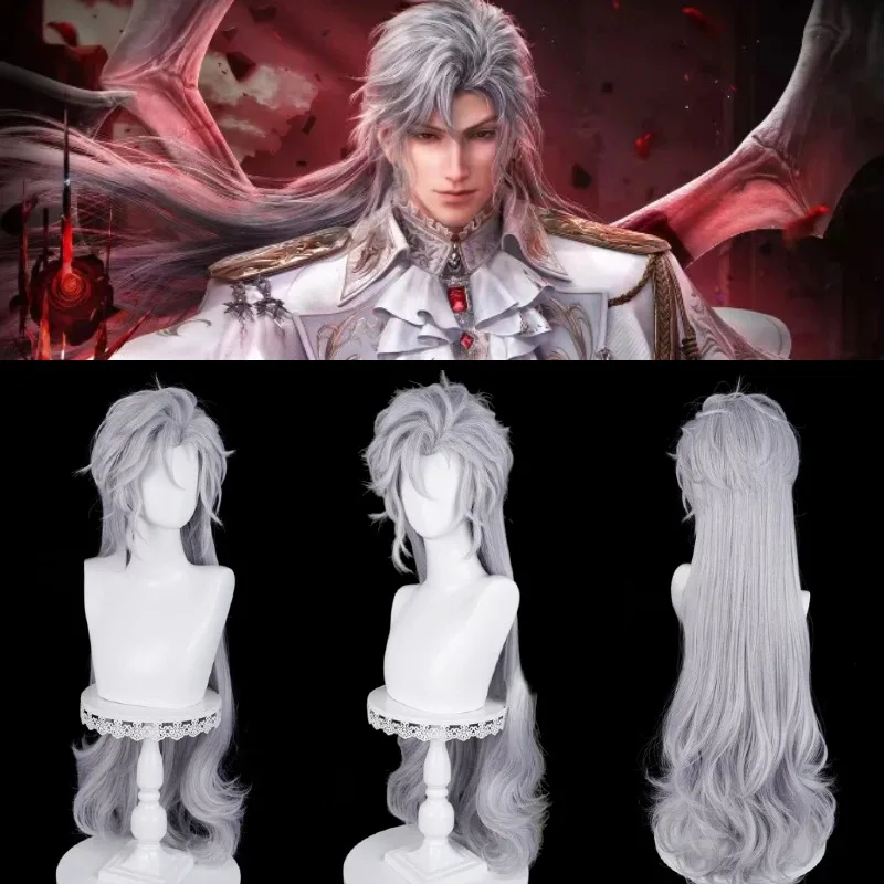 

Game Love and Deepspace Sylus Cosplay Wig Silverwing Fiend Long Silver Grey Hair Men Women Anime Carnival Party Roleplay Wigs