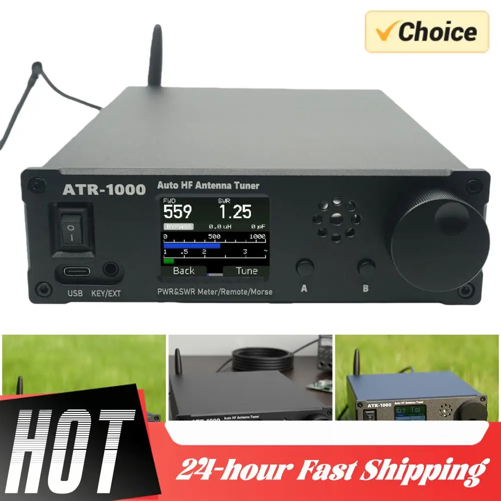

1,8-дюймовый TFT-экран AMNVOLT ATR1000, 1000 Вт, 1,8-30 МГц, автоматический антенный тюнер, полнополосный радиоприемник, 3 режима, антенна, автоматический тюнер