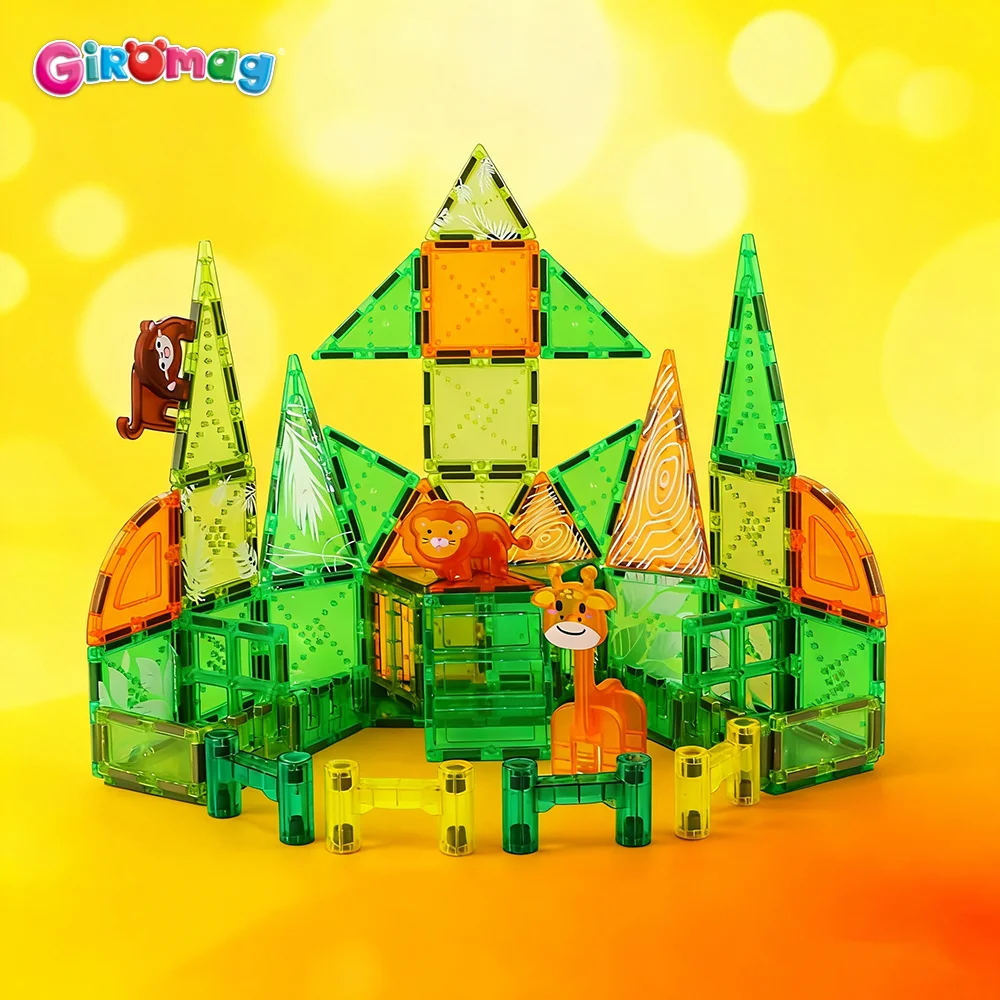 GIROMAG 80 pièces ensemble de blocs magnétiques sur le thème des animaux de l'océan jouets de Construction éducatifs pour garçons et filles âgés de 3 ans et plus qualité supérieure