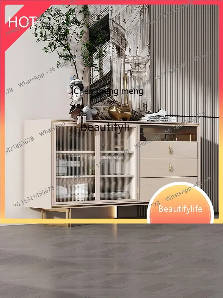 

new Italian Affordable Luxury Style Sideboard Modern Minimalist Solid Wood Liquor Cabinet with Induction Lamp ss 8617