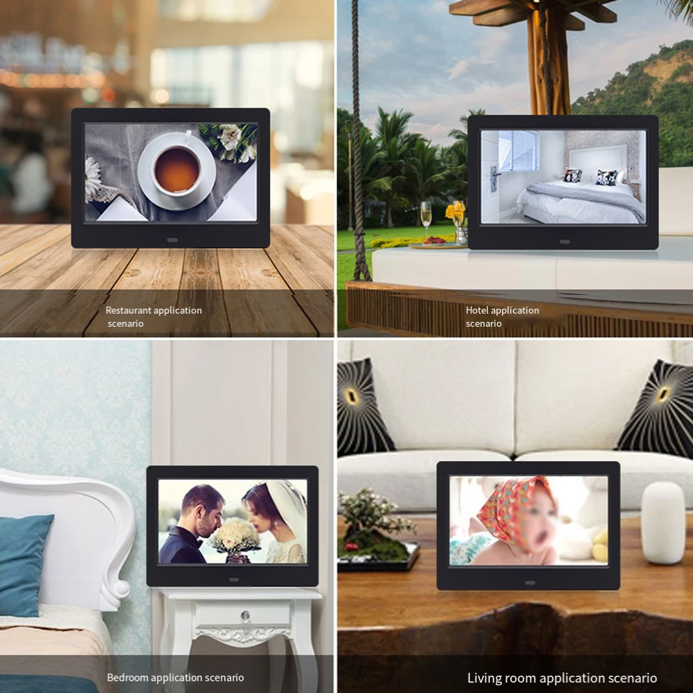 HD 디지털 사진 프레임 7 인치 프레임 전체보기 화면 비디오 사진 전자 앨범 지원 음악/비디오/사진 달력 시계 ﻿