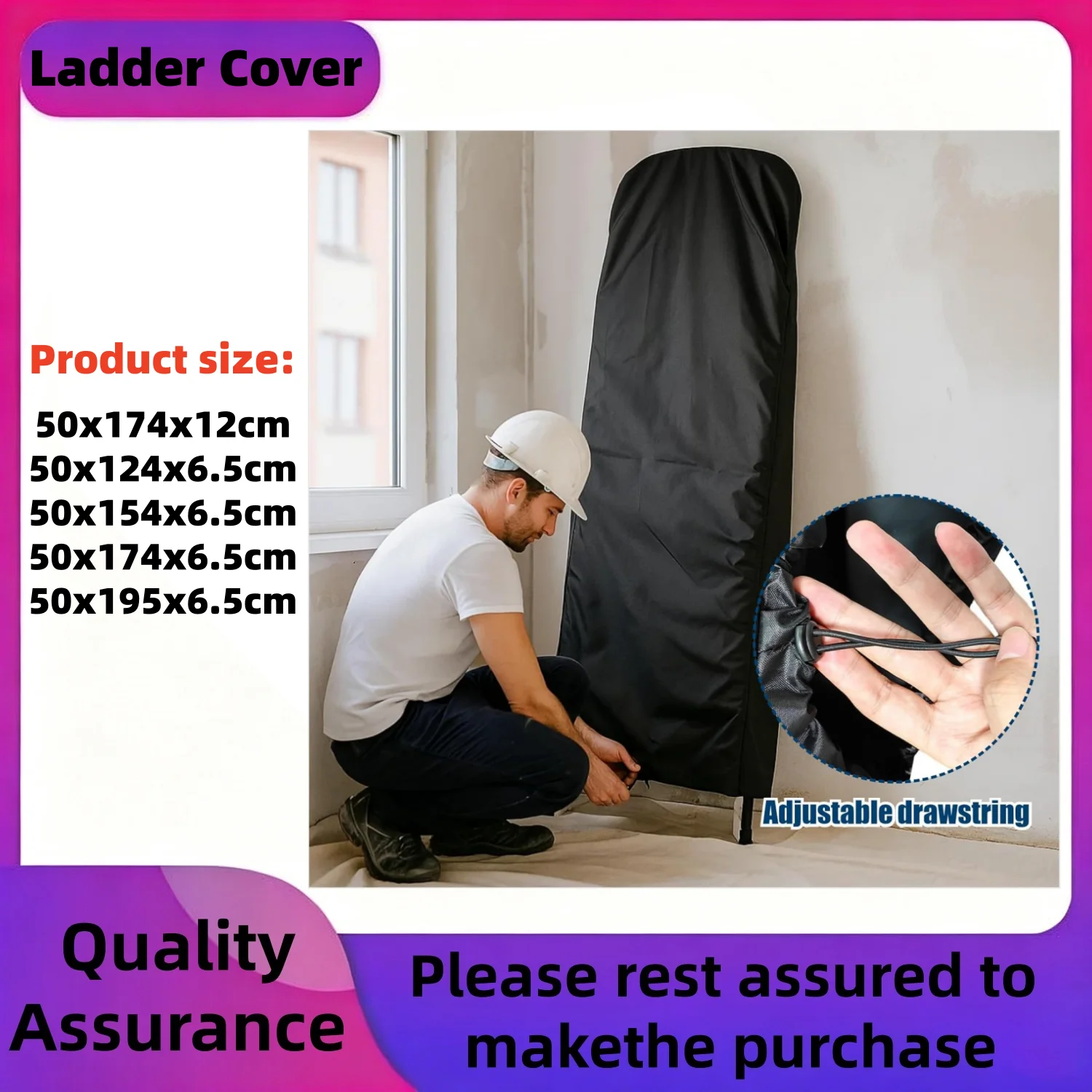 Folding Step Ladder Cover - 210D Oxford Fabric Waterproof, Dustproof & UV-Resistant Protector for Household Folding Ladders