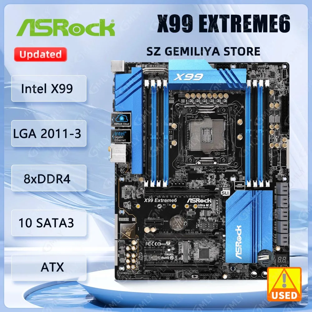 اللوحات الأم ASROK X99 Extreme6 X99 LGA 2011-3 V3 DDR4 128GB PCIe 3.0 تدعم i7-6950 E5-2640 E5-2680 E5-2660 M.2 ATX
