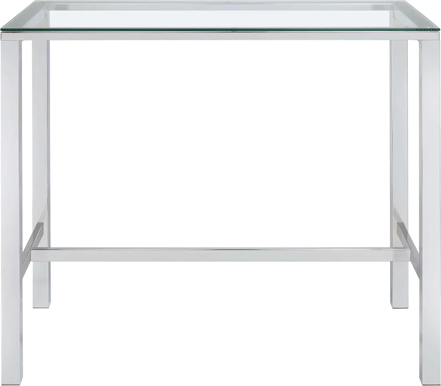 طاولة بار مستطيلة مقاس 47 بوصة من تولبرت، زجاج ومعادن، أرجل كروم، سطح من الزجاج المقسى - غرفة الطعام والبار المنزلي #4