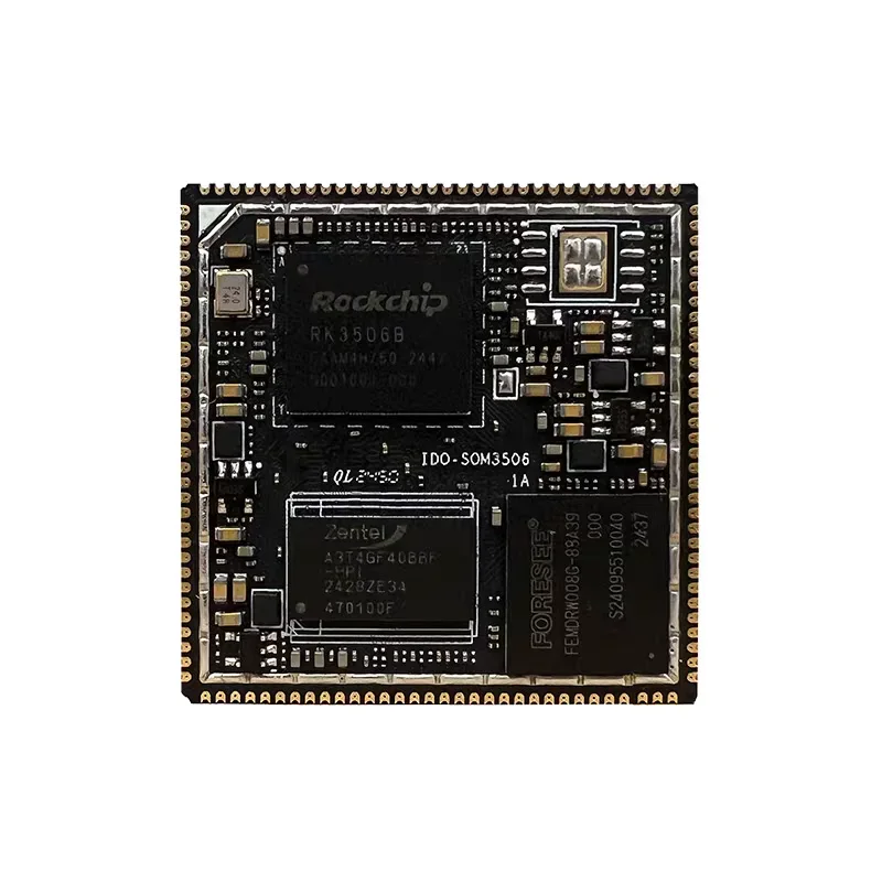 VivaCIDO-SOM3506-S1 Industrial IoT SOM Board Rockchip RK3506 Triple-Core Cortex-A7 1.5GHz 38x38mm Stamp Hole Linux Support