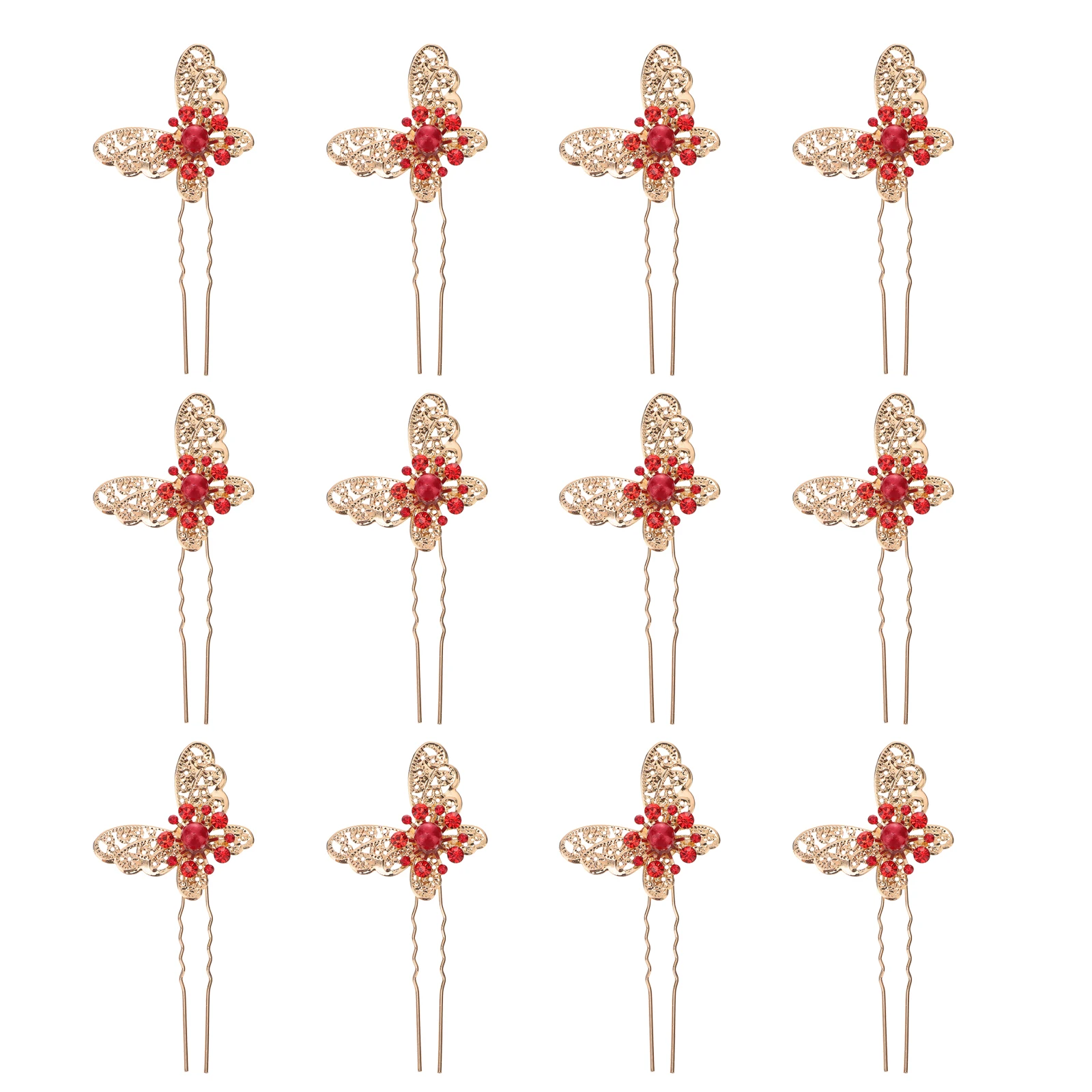 

12 Pcs Hairpin Elegant Butterfly Crystal Clip Bridal Headdress Bridal Accessories Wedding Banquet Daily Wear Hair Tools