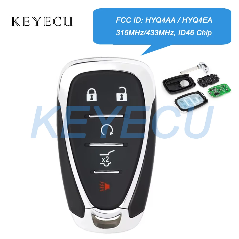 

Keyecu For Chevrolet Equinox Traverse 2018 2019 2020 Smart Remote Car Key Fob FCC ID: HYQ4EA HYQ4AA 13529636 13584498 13529650