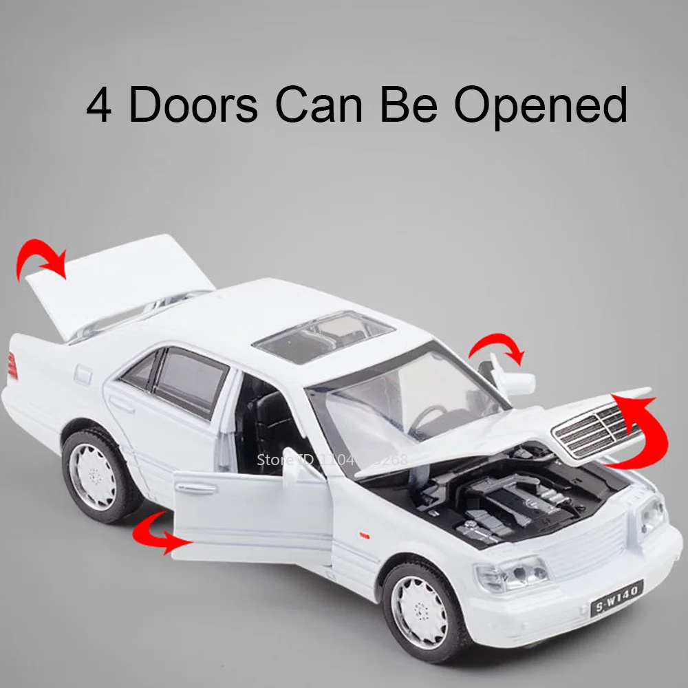 1:32 Scale S-W140 S400L Toy Car Model Diecast Metal High Simulation Models Sound Light Pull Back Vehicles Boys Birthday Gifts