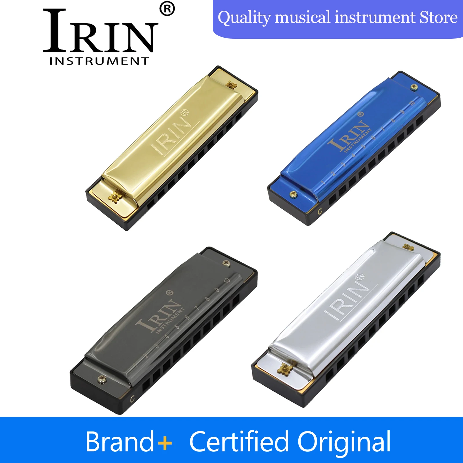 

IRIN 10 Holes G Key 20 Tone Harmonica Colorful Blues Harmonica For Beginners Teaching Good Quality Woodwind Instrument Suitable