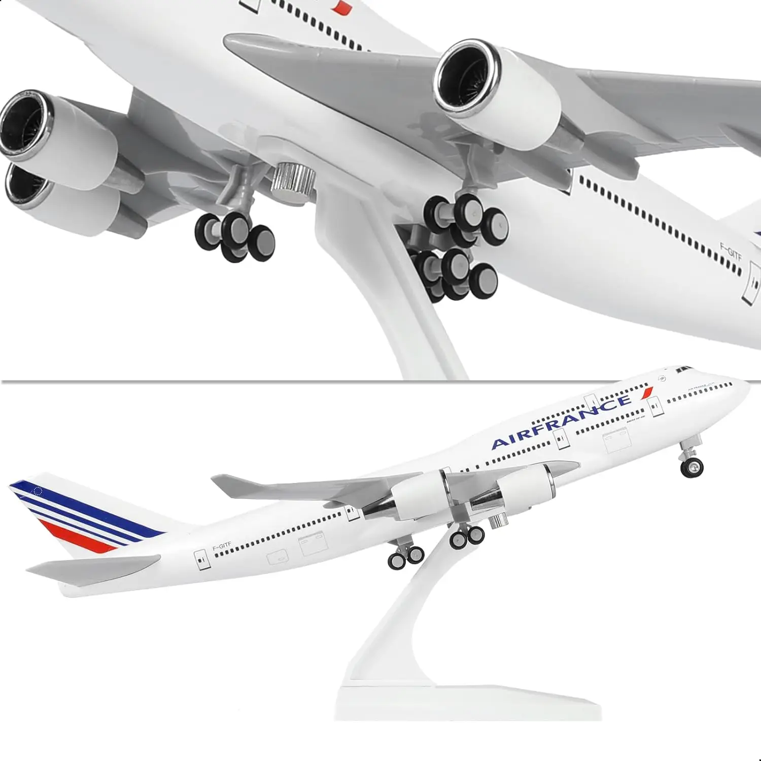 

30cm France B747 Diecast Resin Airplane Model with Display Stand Wheel for Birthday Holiday Business Aviation Gift or Collectibl
