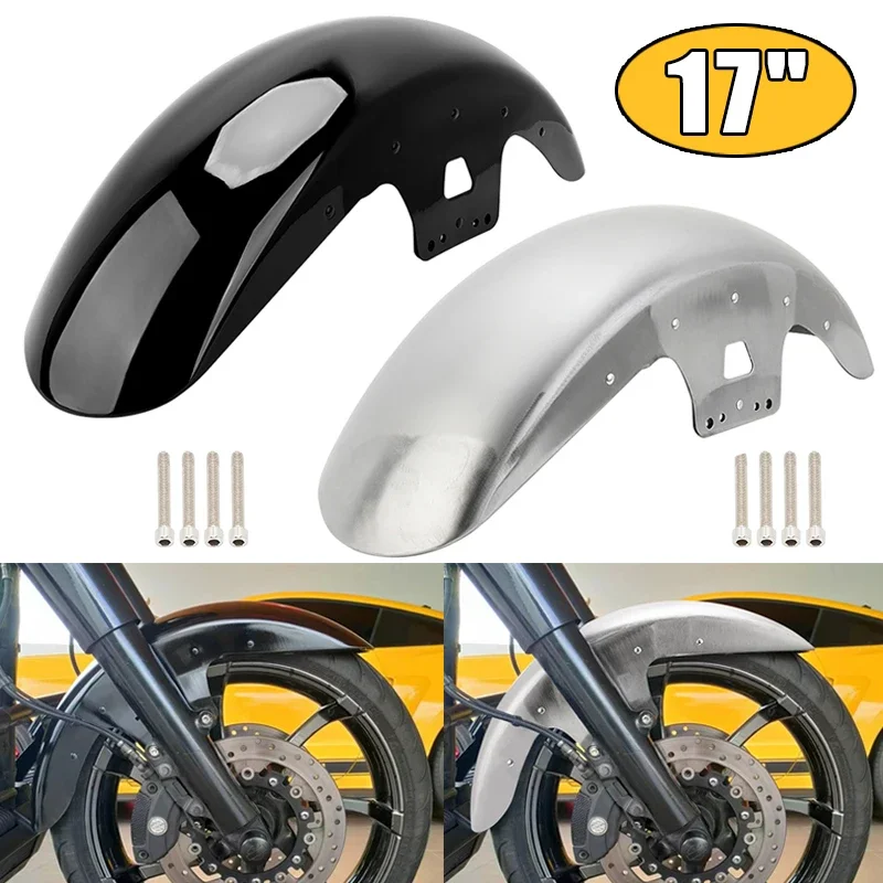 

17'' Motorcycle Front Fender Mudguard Tire Hugger Splash Guard Steel Cover For Harley Touring Road King Street Glide 2014-up