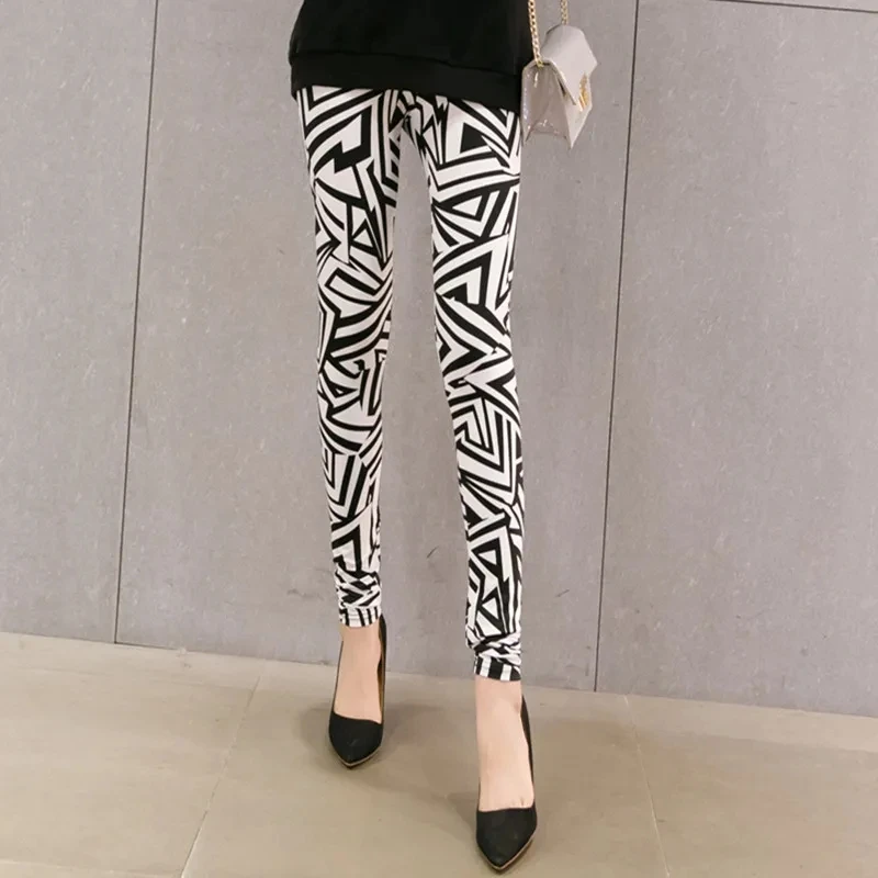 

Spring Summer Leggings And Tight Elastic Pants Women High Elastic Pencil Trousers Female Fashion Slim Printed Wild Extend Pant