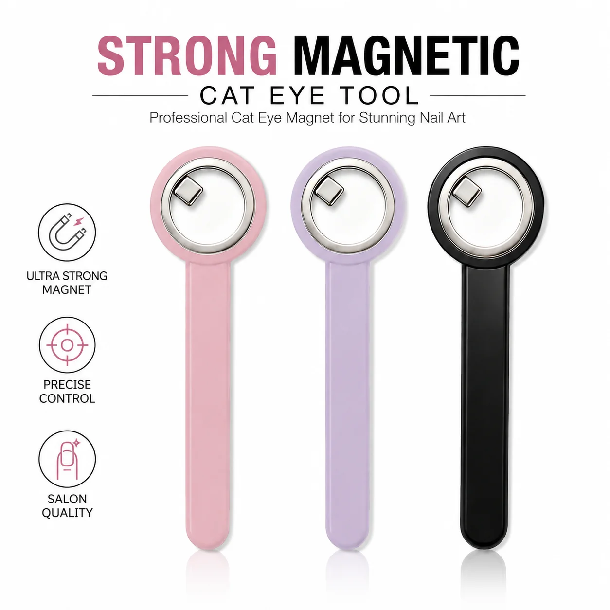 

New Circular Cat Eye Nail Art Black Hole Magnet Strong Nail Art Gel Polish Guide Tool DIY Magnetic Nail Helper Manicure Design