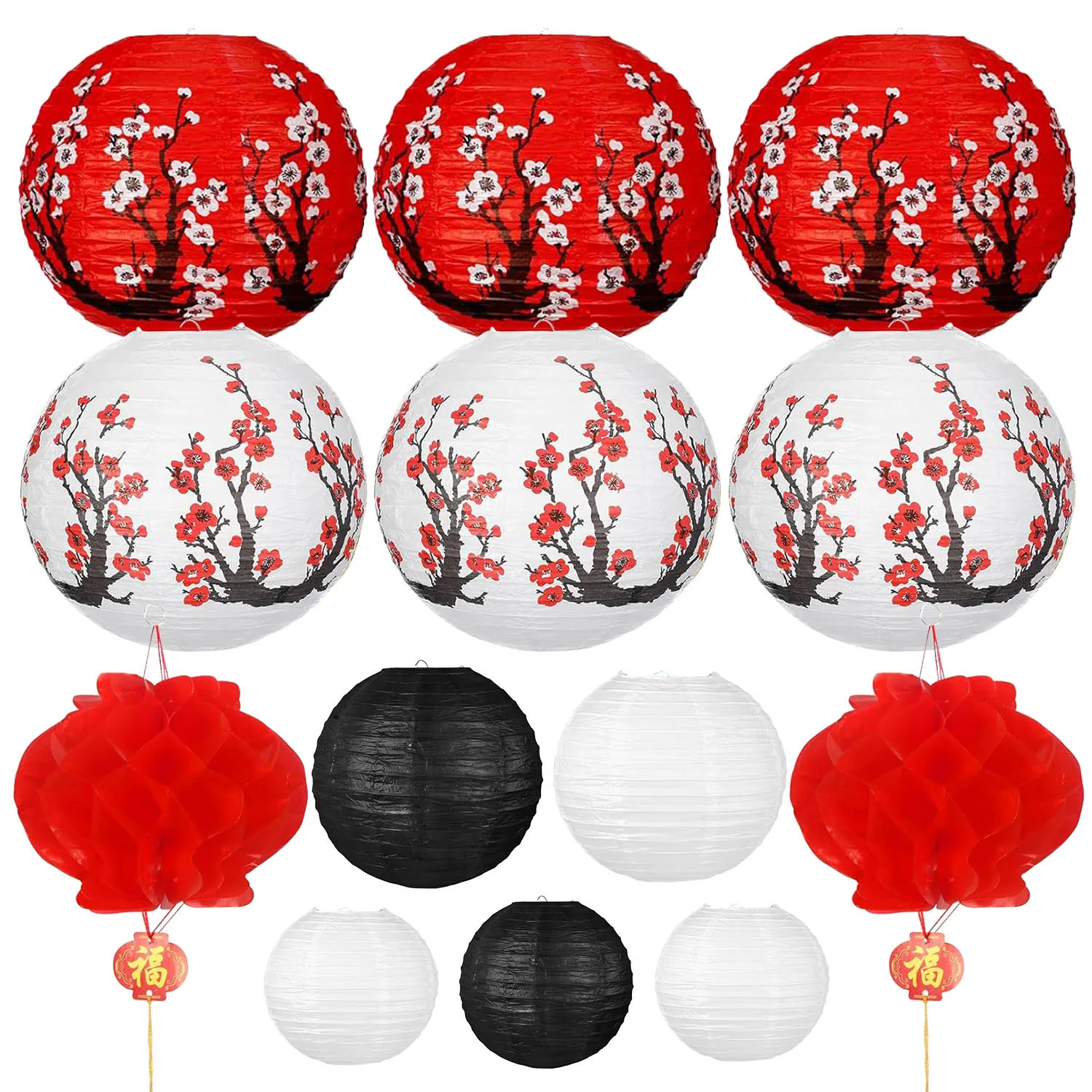 Chinesische japanische hängende Papierlaternen mit Kirschblüte – runde Hochzeit, Geburtstag, orientalisches Restaurant, Zuhause, Party-Dekoration – Detail 3