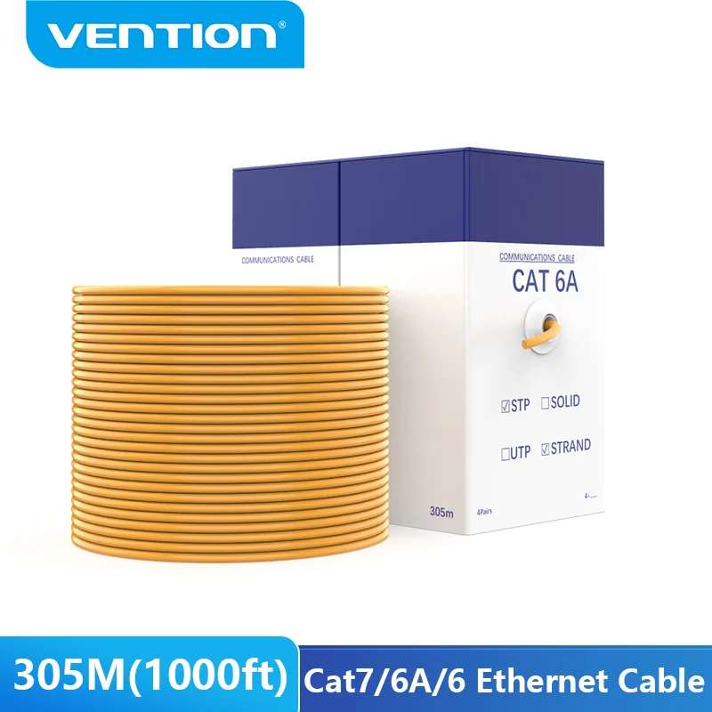 

Vention 305M Ethernet Cable 10Gbps Cat7 STP LSZH Shielded Riser Network Cord for Home Router Switch 1000ft Reel RJ45 Pacth Cable