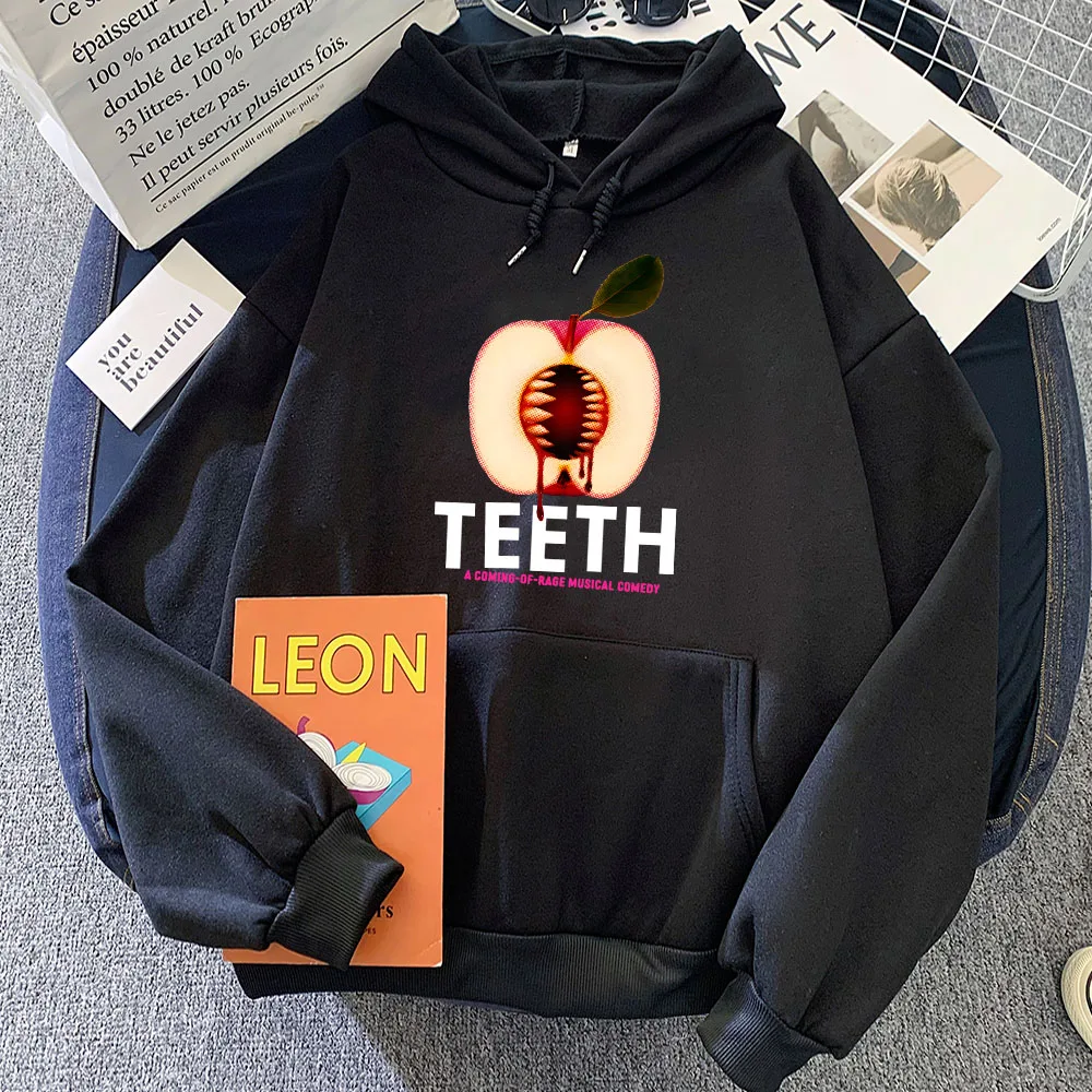 Teeth Musical Comedy Hoodies Apple Graphic Printing Sweatshirts Moletom Long Sleeve Winter Women/Men Pullovers Hooded Female Top