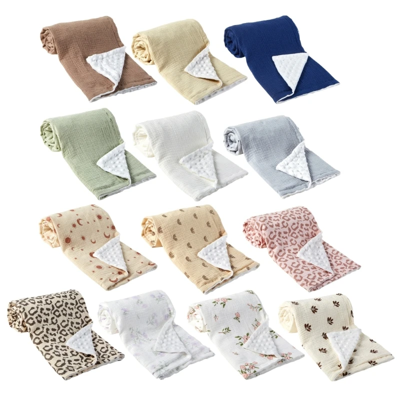 

Q0KB Newborns Baby Blanket Double Layer Soft Warm Swaddles Wrap Lovely Children's Quilt Comfortable Receiving Blanket