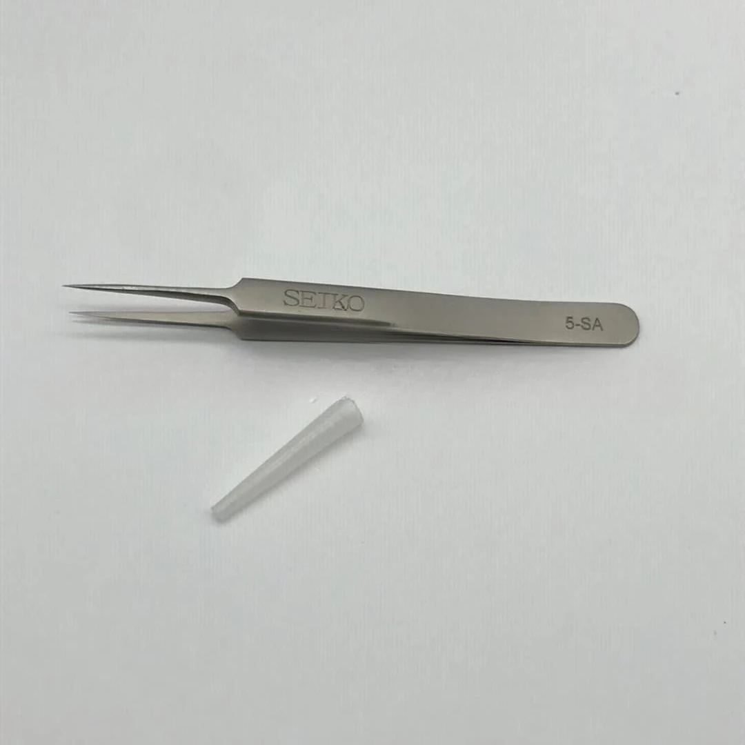 حقيقية ملقط من الفولاذ المقاوم للصدأ مكافحة المغناطيسي الصلب وعالية المرونة الدقة الملقط وأشار الشعر الربيع منحني فوهة مجموعة 5 قطعة