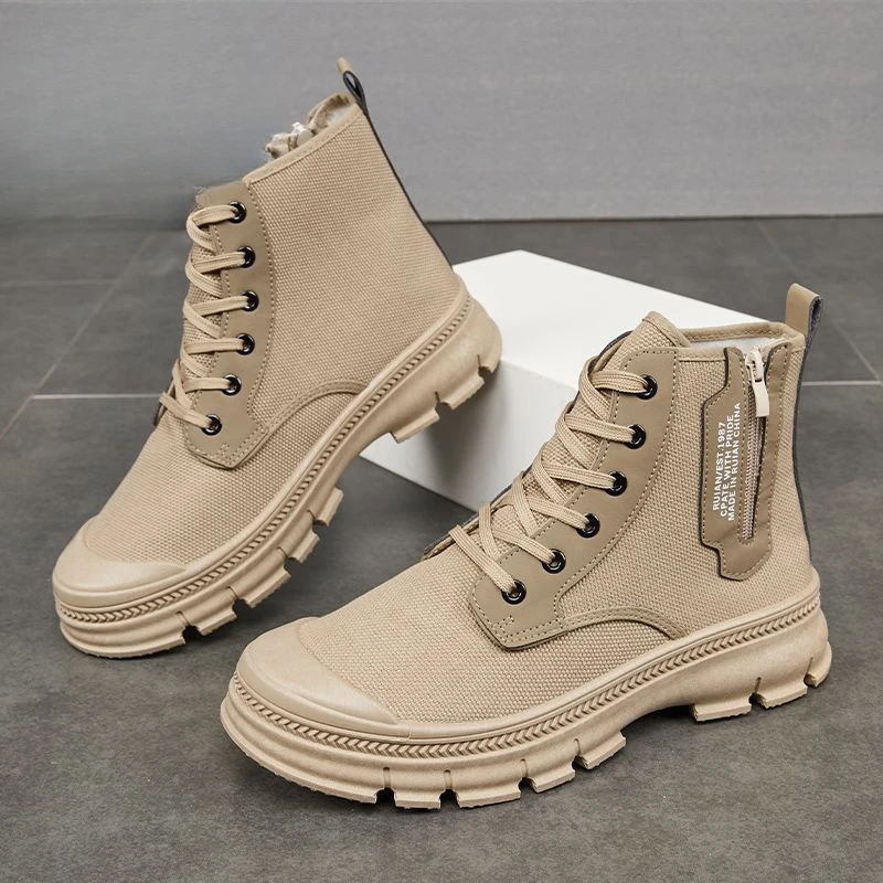 Winter with Fur Male Shoes Work Warm Men's High Cut Boots Industrial Safety Zip Trendy 2025 Non Slip Original Deals in Promotion