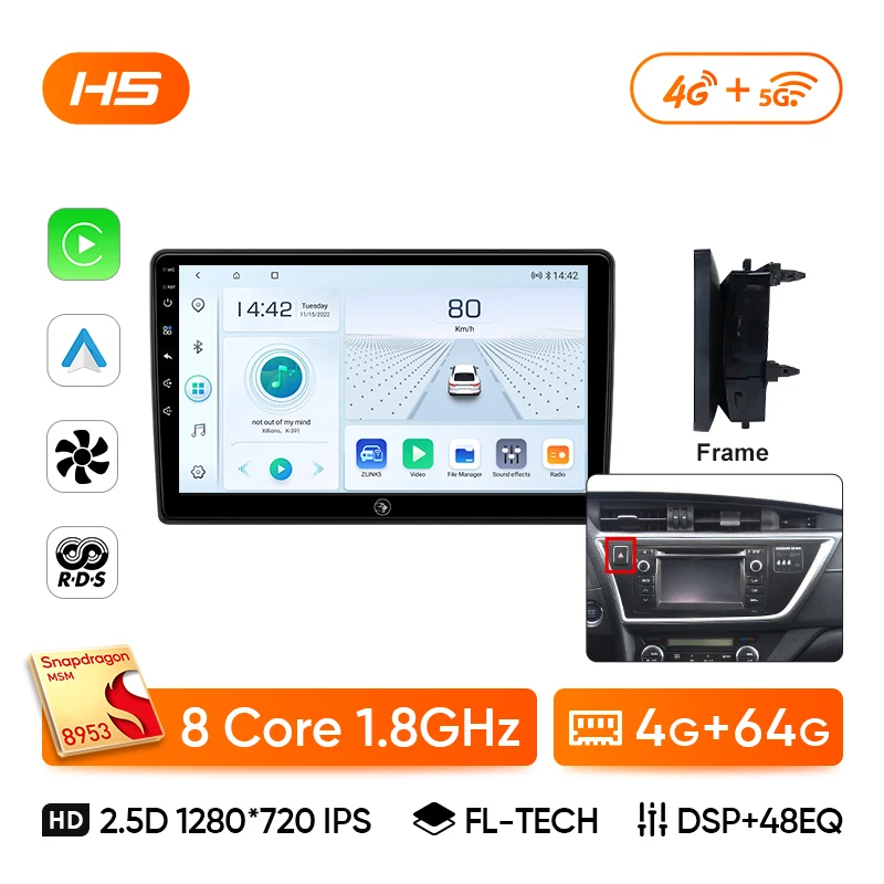 Ainavi autoradio voor Toyota Auris 2014 2015 2016 2017 2018 Corolla Altis Hybrid Carplay Android Auto multimediaspeler stereo 4G