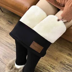 Leggings foderati in pile invernale da donna a vita alta in velluto per tenere al caldo pantaloni solidi comodi collant termici elasticizzati Leggins S-5XL