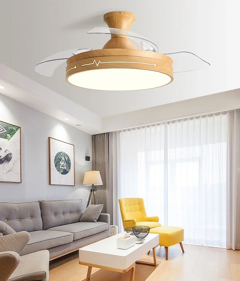 Ceiling Fans Household DC Motor Ceiling Fan Light Bedroom Dining Room Living Room with Light Control Ceiling Fan