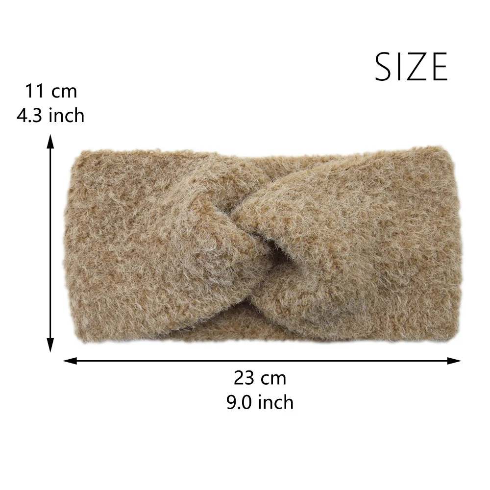 Winter Woolen Stirnbänder Weiche Elastische Ohr Wärmer Kreuz Headwrap Turban Breite Krempe Kopfbedeckungen für Frauen Mädchen Mode Haar Zubehör – Detail 3