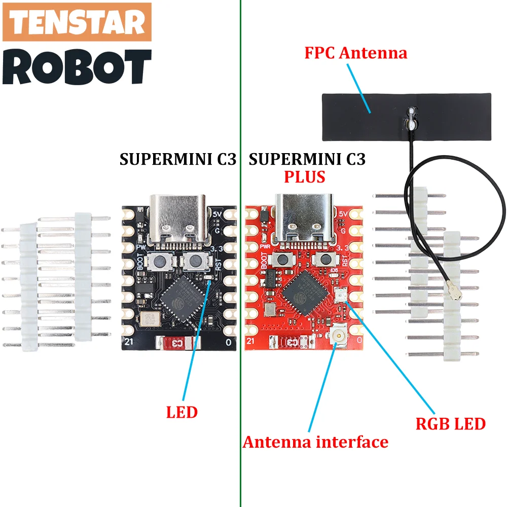 TENSTAR ESP32-C3 SuperMini Plus Development Board WiFi Bluetooth ESP32 C3 Super mini V2.0 Red Board