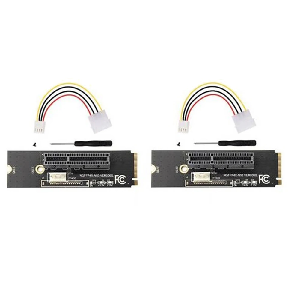 

Адаптер NGFF M.2-PCI-E 4X, карта M2 Key для PCIe X4 со стандартным индикатором PCI-E 1X-16X, адаптер с 4-контактным шнуром питания