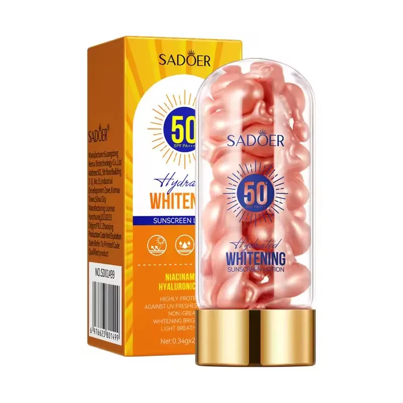 

25pcs/box SADOER Spf 50+ Sunscreen Capsule Face Body Sun Block Whitening Creams Solar Blocker Anti-aging Facial Sunscreen Lotion