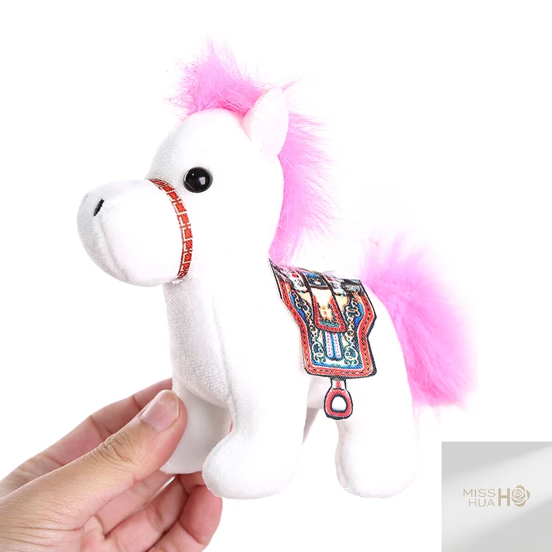Enjoyable 10CM Mini Horse Plush Toy Keychain, Unique Stuffed Doll, Children's Bag Decor, Charming Zodiac Horse Gift.