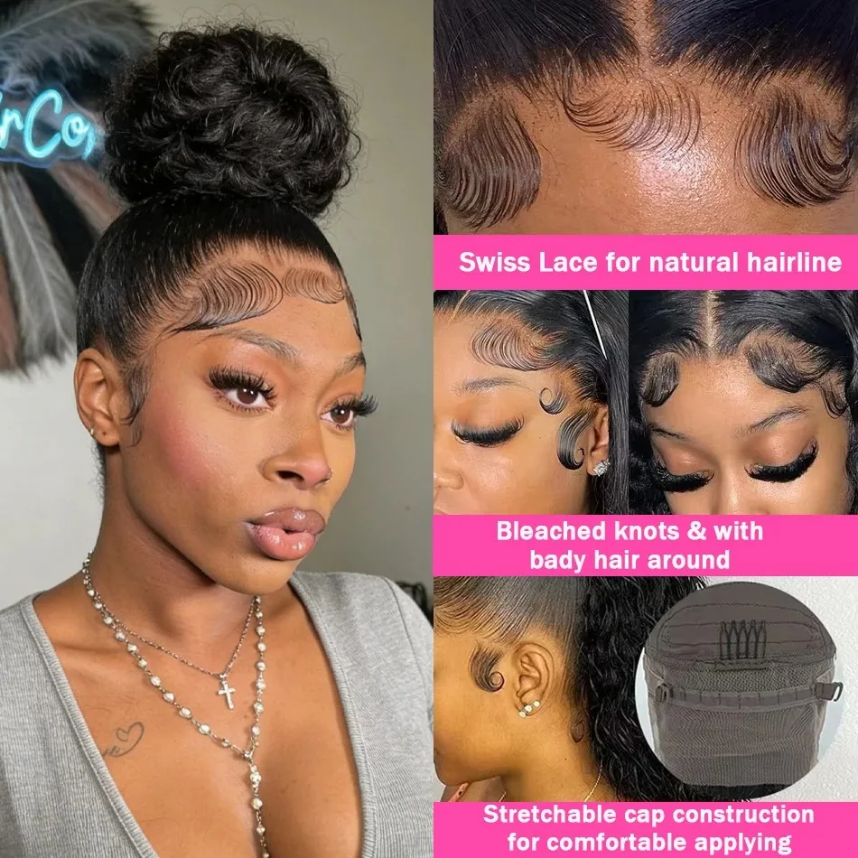 36 Inch 360 Full Lace Wig Deep Wave Frontal Wigs Brazilian Curly Human Hair Wigs Hd 360 Lace Wigs Invisible Drawstring For Women