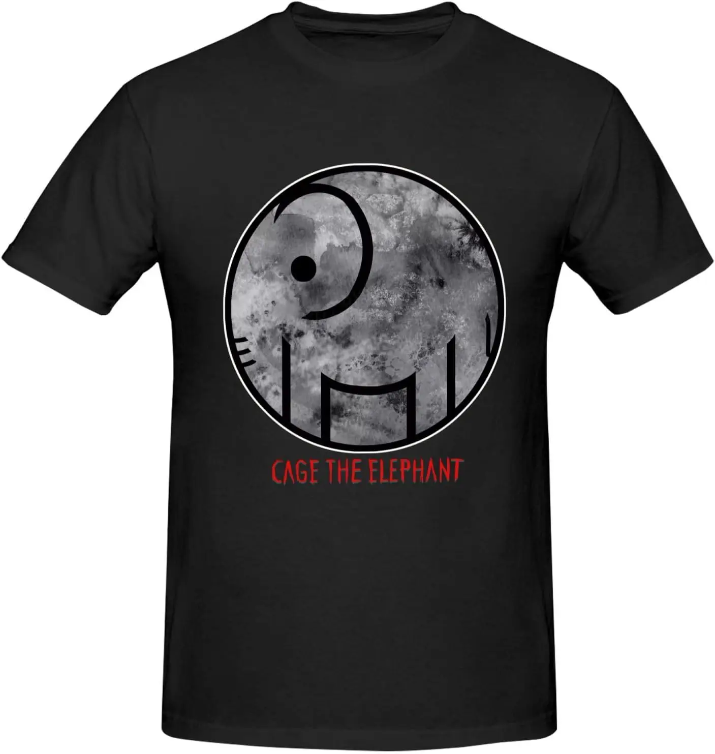 Cage The Music Elephant Shirt for Men Short Sleeve Crew Neck Lightweight Casual T Basic Teetees Tops Black