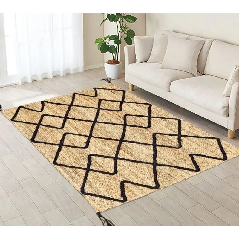 

Reversible Jute Braided Style Area Rug Modern Rustic Look Carpet