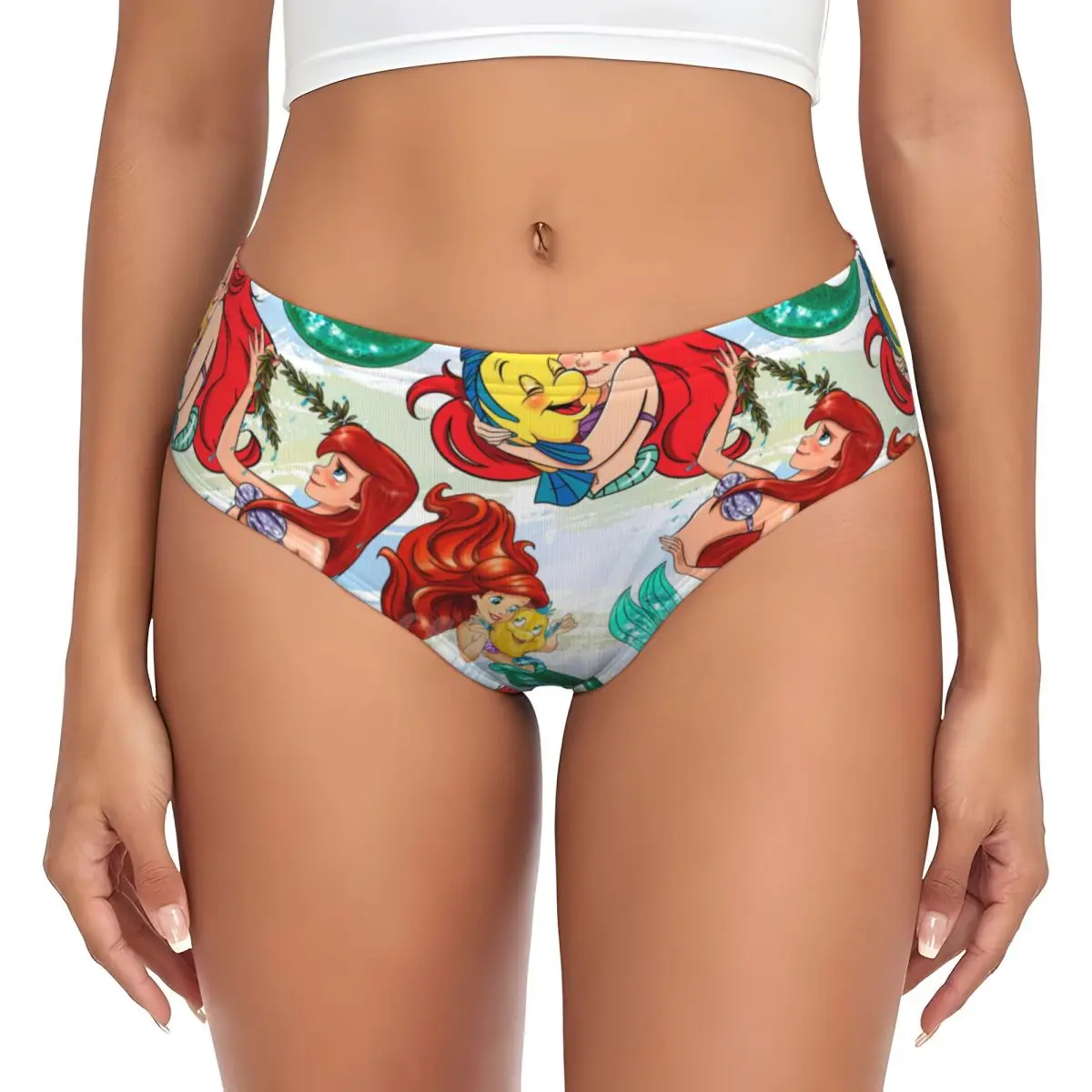 

Custom The Little Mermaid Briefs Underwear Women's Comfortable Stretch Cute Cartoon Panties