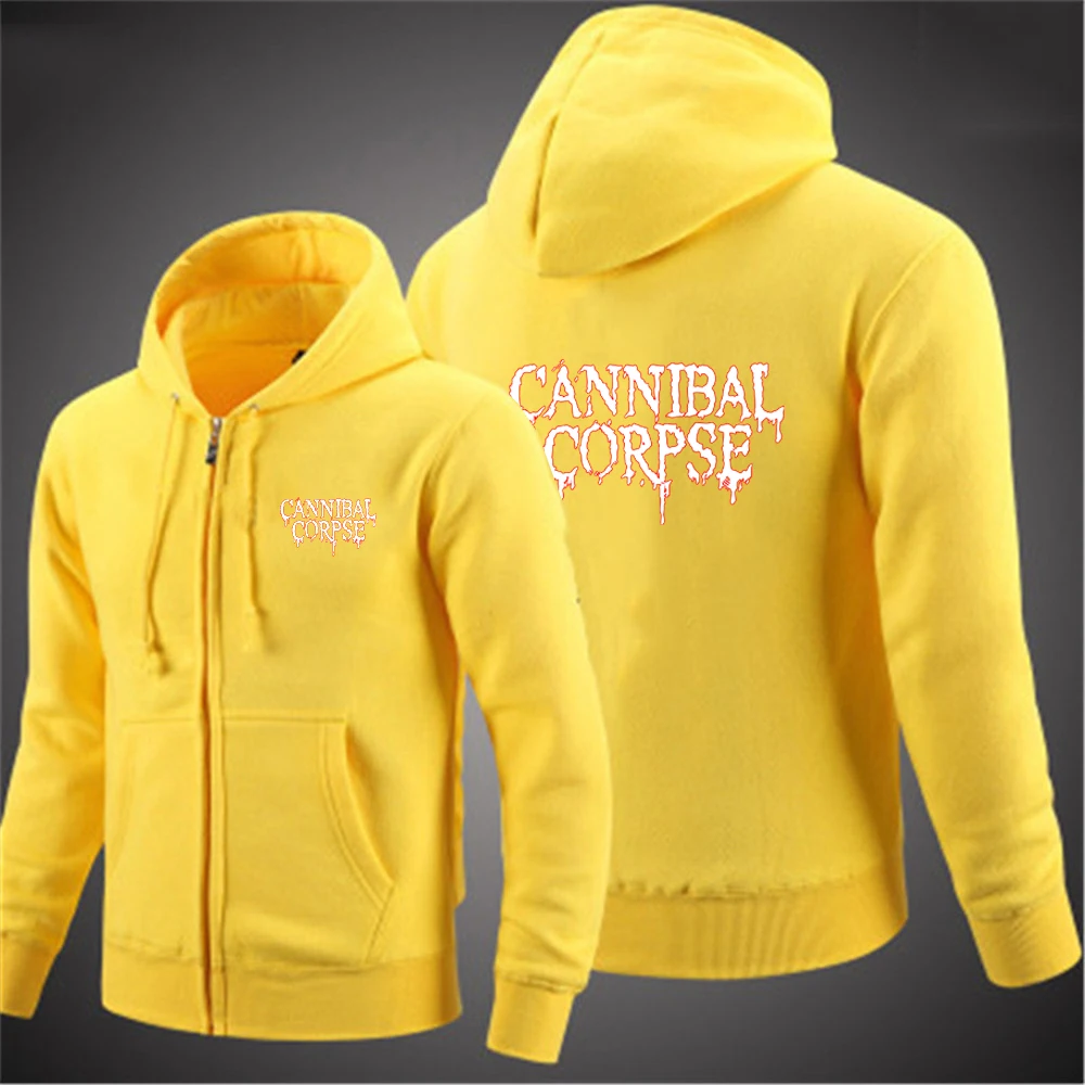 2024 Spring Autumn Men's Cannibal Corpse Logo Print Solid Color Popular Long Sleeve Comfortable Zipper Drawstring Hooded Hoodies