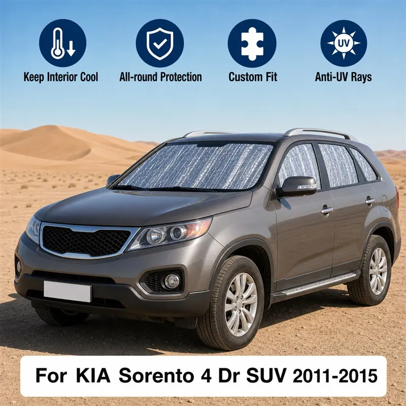 For KIA Sorento 4 Dr SUV 2011-2015  Car Window Sunshades UV Block Privacy Heat Insulated Foldable Car Curtain