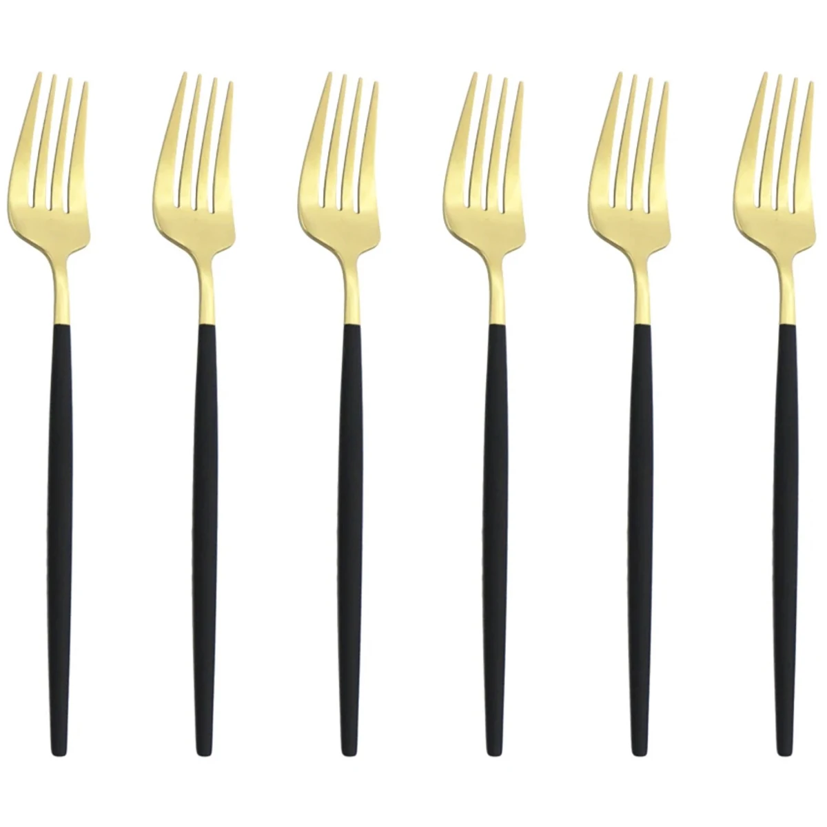 6pcs Gold Dessert Fork Dinnerware Set Mirror Stainless Steel Salad Fork Set Tableware Cutlery Set Home Party Kitchen Tableware