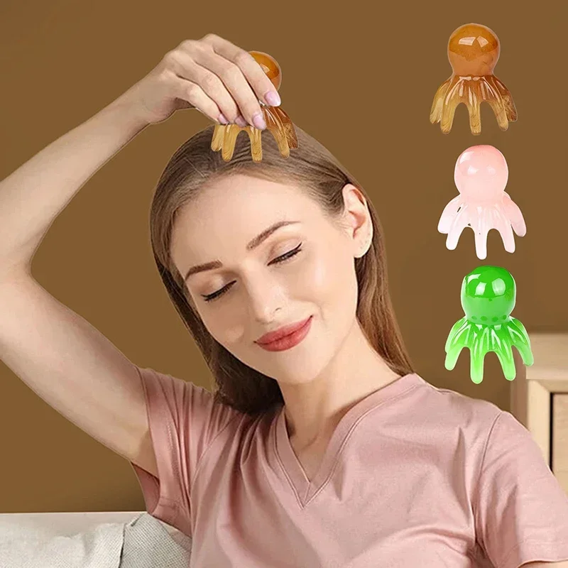 

Octopus Massage Comb Resin Head Meridian Scraping Scalp Massage Brush Acupuncture SPA Gua Sha Massage Comb For Fatigue Relief