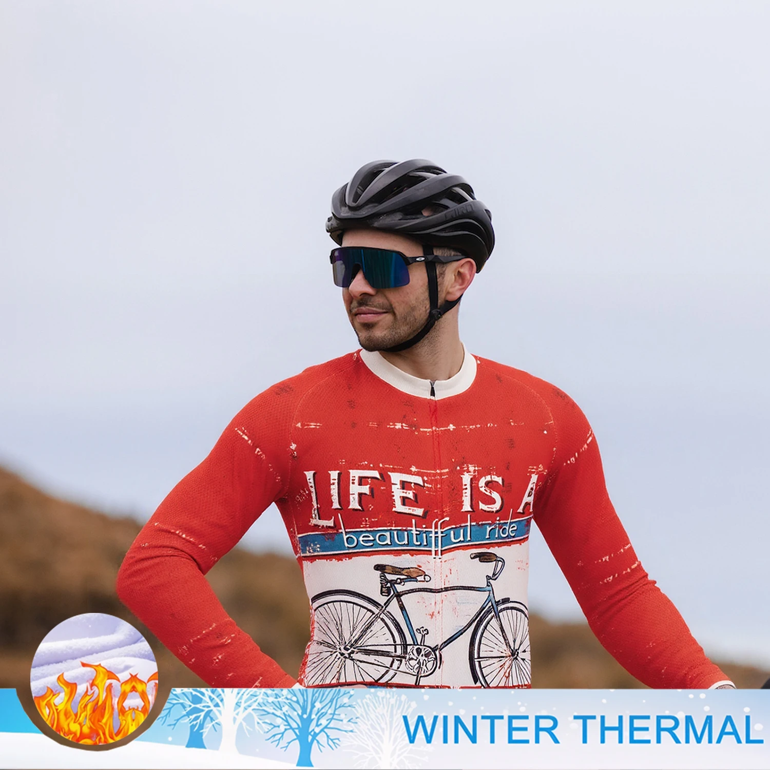 

Men's Sports Set Cycling Man Winter Thermal Wool Cycling Jersey Man Long Sleeve Racing Bike Jersey Bicycle for Men Road Bikes