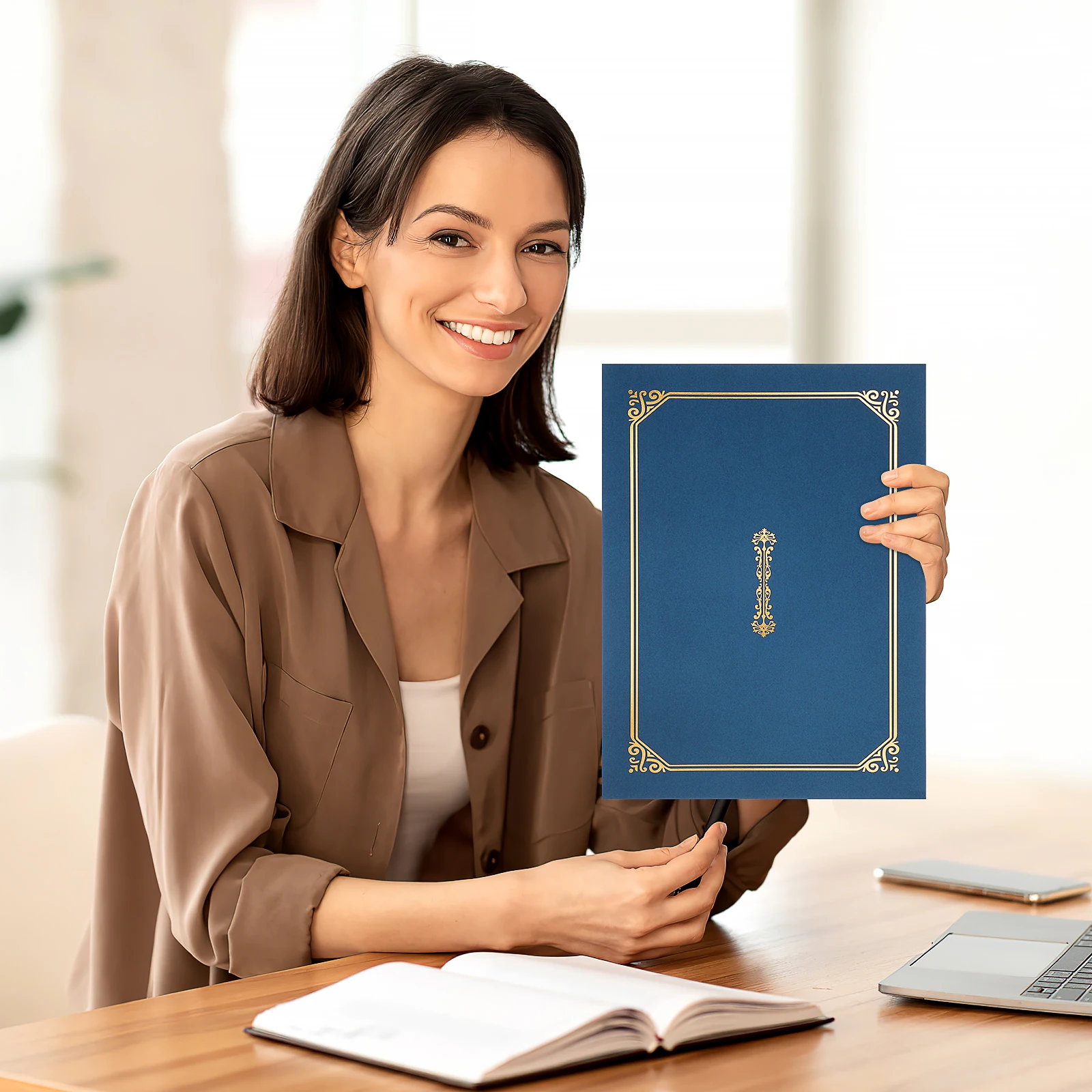

4 pcs Certificate Holder Diploma Certificate Cover Cover Document Folder For Award Certificates 30.8X22.5Cm Navy Blue